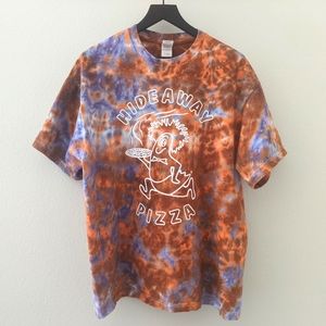 XL Hideaway Pizza Tie Dye Shirt Orange Purple